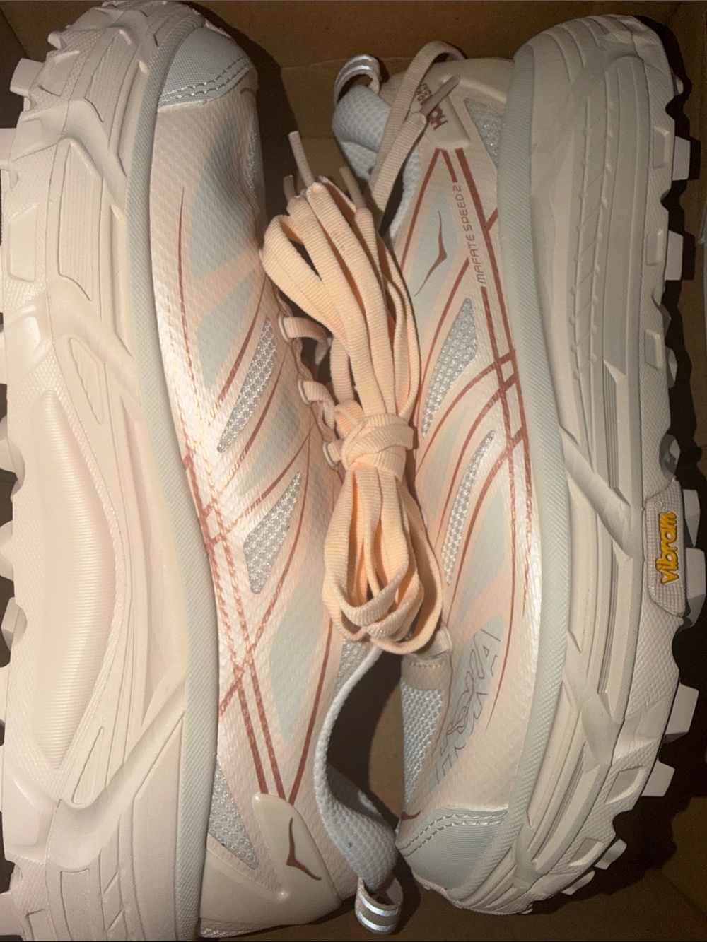 Hoka One One Women's Pale Pink and White Running Shoes